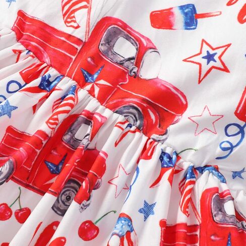 Akyzic Baby Girls 4th of July Dress Kids American Flag Patriotic Dresses Toddler Independence Day Outfits 1-8 Years in Saudi Arabia