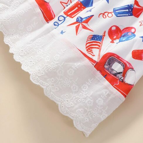 Akyzic Baby Girls 4th of July Dress Kids American Flag Patriotic Dresses Toddler Independence Day Outfits 1-8 Years in Saudi Arabia