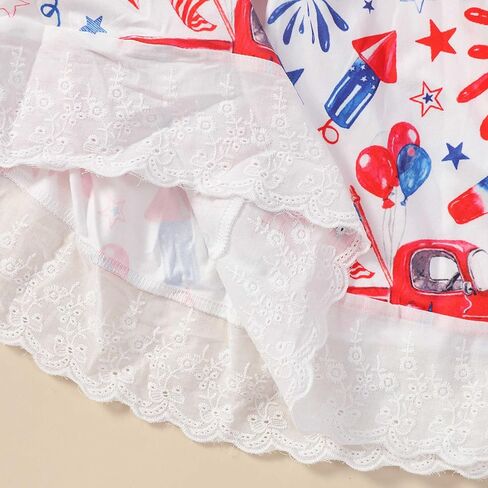 Akyzic Baby Girls 4th of July Dress Kids American Flag Patriotic Dresses Toddler Independence Day Outfits 1-8 Years in Saudi Arabia