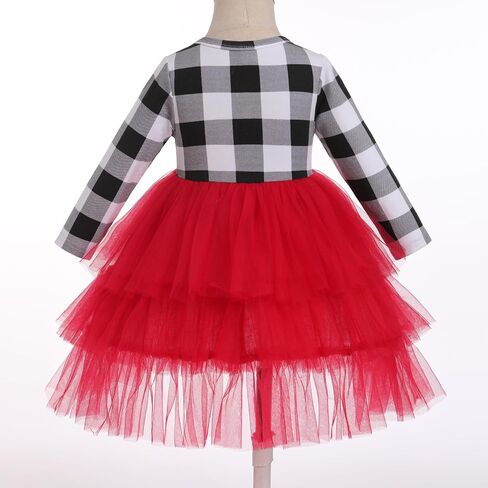 IDOPIP Toddler Baby Girls Christmas Plaid Tutu Dress with Headband Long Sleeve Princess Birthday Party Dresses Fall Clothes in Saudi Arabia