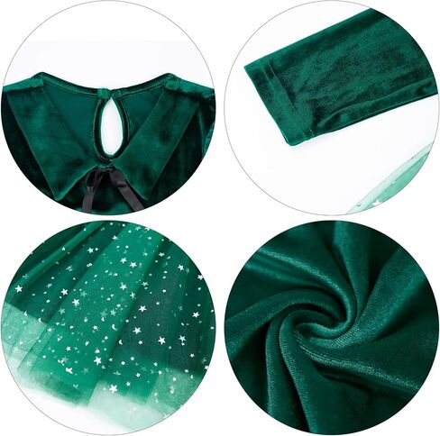 Toddler Baby Girls Dress Tulle Tutu Velvet Tie Collar Button Ruffle Long Sleeve Stars Princess Party Dresses in Kuwait