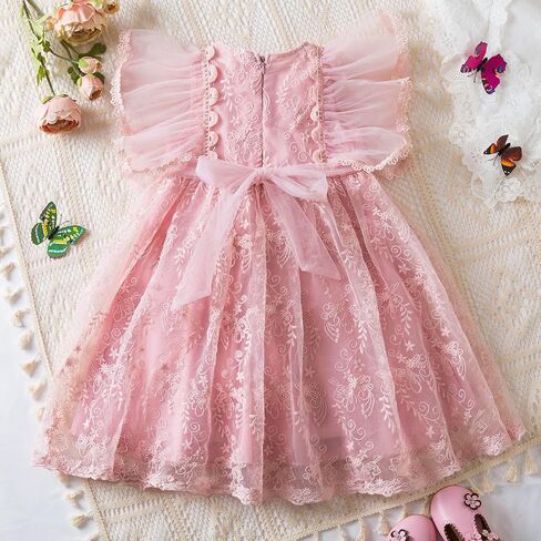 NNJXD Little Girl Tutu Dress Tulle Ruffles Flower Girls Wedding Party Dresses in Kuwait
