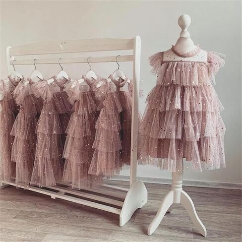 NNJXD Little Girl Tutu Dress Tulle Ruffles Flower Girls Wedding Party Dresses in Kuwait
