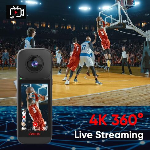 V2 360 Vlog Camera Kit with 3.0" Touchscreen-5.7K 360 Video, 1/2" 48MP Sensors, 72MP 360 Photo, Multi-Platform 4K 360° HDR Live Streaming, Fast Charging in Kuwait