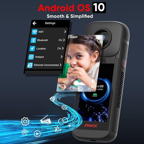 V2 360 Vlog Camera Kit with 3.0" Touchscreen-5.7K 360 Video, 1/2" 48MP Sensors, 72MP 360 Photo, Multi-Platform 4K 360° HDR Live Streaming, Fast Charging in Kuwait