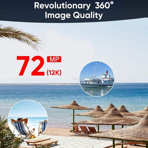 V2 360 Vlog Camera Kit with 3.0" Touchscreen-5.7K 360 Video, 1/2" 48MP Sensors, 72MP 360 Photo, Multi-Platform 4K 360° HDR Live Streaming, Fast Charging in Kuwait