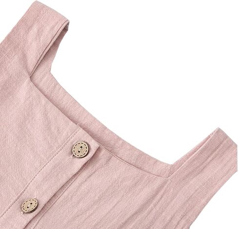 Toddler Girl Cotton Linen Dress Sleeveless Button Summer Beach Sundress in Saudi Arabia