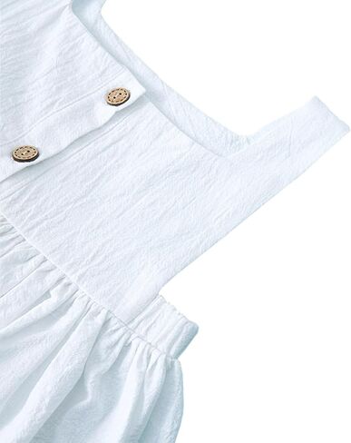 Toddler Girl Cotton Linen Dress Sleeveless Button Summer Beach Sundress in Saudi Arabia