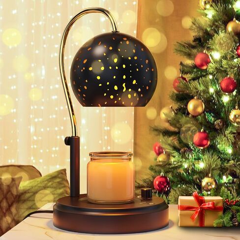Candle Warmer Lamp with Timer, Stepless Dimmable Candle Lamp Warmer, Electric Candle Warmer Adjustable Height, Wax Warmer for Scented Wax with 2 Bulbs, for Festival&Home Decor (Black Mini) in Saudi Arabia