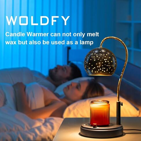Candle Warmer Lamp with Timer, Stepless Dimmable Candle Lamp Warmer, Electric Candle Warmer Adjustable Height, Wax Warmer for Scented Wax with 2 Bulbs, for Festival&Home Decor (Black Mini) in Saudi Arabia