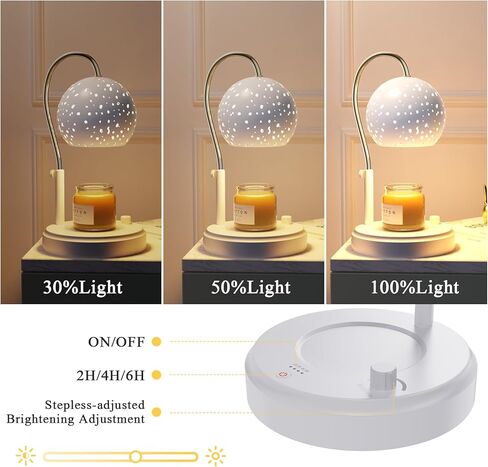 مصباح تدفئة الشموع مع مؤقت، سخان شموع قابل للتعتيم بدون خطوات، سخان شموع كهربائي بارتفاع قابل للتعديل، سخان شمع للشمع المعطر مع مصباحين، للمهرجانات وديكور المنزل (أسود صغير) in Kuwait