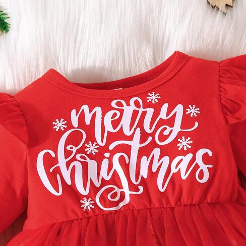 Baby Toddler Girl Christmas Outfit Long Sleeve Christmas Dress Xmas Tutu Dress in Saudi Arabia