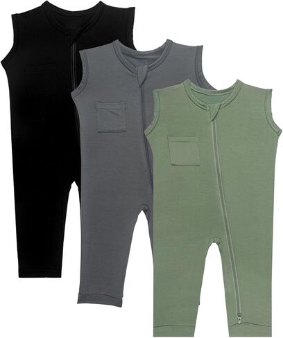 GUISBY Rayon Baby Sleeveless Rompers, Summer Footless with 2 Way Zipper Pajamas in Saudi Arabia
