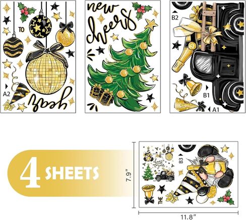 Mfault المسيحية عيد الميلاد المهد نافذة يتمسك 4 أوراق، عيد الميلاد الدينية يسوع الإيمان يا ليلة المقدسة ملصقات الشارات الزينة، الملاك الجمل الحصان خروف الشتاء عطلة المنزل ديكور المطبخ in Kuwait