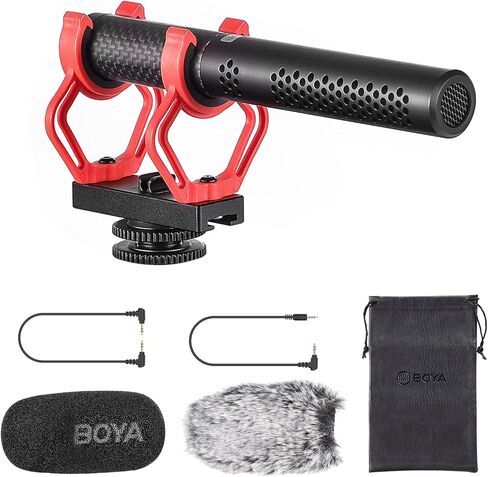 BOYA BY-BM2040 ميكروفون كاميرا خارجي مع حامل للصدمات للكاميرات DSLR وكاميرا فيديو عالمية وميكروفون فيديو قلبي فائق لتسجيل الفيديو ومقابلة يوتيوب ومدونات الفيديو in Kuwait