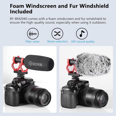 BOYA BY-BM2040 ميكروفون كاميرا خارجي مع حامل للصدمات للكاميرات DSLR وكاميرا فيديو عالمية وميكروفون فيديو قلبي فائق لتسجيل الفيديو ومقابلة يوتيوب ومدونات الفيديو in Kuwait