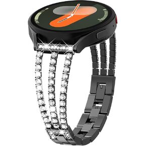 Compatible with Samsung Galaxy Watch 7/6/5/4 40mm 44mm Watch 6 Classic 47mm Band 43mm Watch 5 Pro 45mm, Bling Diamond Luxury Band for Women for Watch 4 Classic 42mm 46mm Active 2 Watch 3 41mm