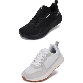 BRONAX Womens Wide Toe Box Shoes All Black and Grey Size 10w