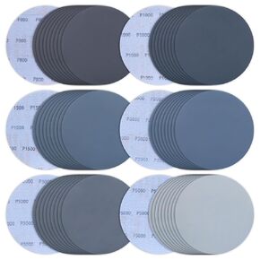 60 Pcs 6 Inch Wet Dry Sanding Discs, 6" Sanding Discs Hook and Loop, 800/1000/1500/2000/3000/5000 Grit Silicon Carbide Orbital Sander Sandpaper Assortment