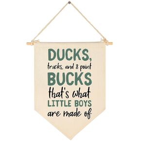 Duck Hunting Nursery Decor-Deer Wall Decor-Birthday Christmas Gift-Canvas Hanging Flag Banner Wall Sign Decor Gift for Nursery Bedroom Playroom Front Door Baby Kids Boy Teen