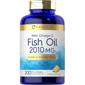 Carlyle Mini Fish Oil Softgels | 1300 mg | 200 Omega-3 Pearls | Non-GMO & Gluten Free Supplement