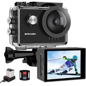 Apexcam 4K 60FPS Action Camera EIS Stabilization 20MP Sports Cam 40M Waterproof Underwater Camera 8X Zoom Support External Mic with Remote Control 2 x 1350mAh Rechargeable Batteries…