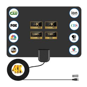 TV Antenna Indoor, 2024 Digital TV Antenna for Local Channels, Amplified HDTV Antennas Outdoor for Smart/Old TV Indoor with Signal Booster 25 FT Cable 360° Reception 4K 1080p