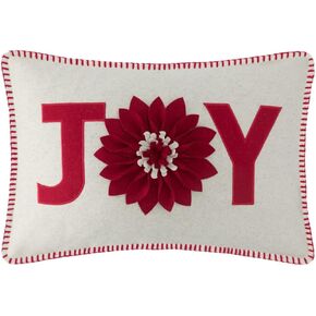 JWH Christmas Pillow Cover, Xmas Decoration, Red Noel Pillow Case, 3D Flower Pillowcase, Farmhouse Bed Couch Decor, 14x24 Inches Beige