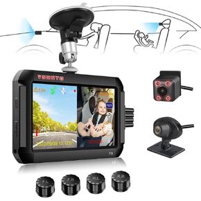 VSYSTO F9B 2 Channel 1080P Dash Cam with Front and Cabin Inside Baby Car Rear Facing Camera, 4.0'' LCD DVR Built-in WiFi GPS and TPMS