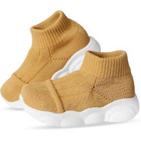 Toddler First Walking Safer Non-Slip Lightweight Wide Tennis Shoes Baby Slip on Breathable Sock Sneakers Infant Mesh Knitted Elastic Soft Sole Indoor Shoes 1-4 Years Boy Girls Outdoor Walkers Shoes