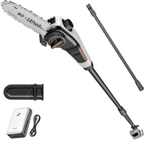 Litheli U20 Pole Saw for Tree Trimming, 8'' Electric Cordless Saws, Trimmer 27.5ft/s Cutting Speed with 2.5Ah Battery for Branch Pruning