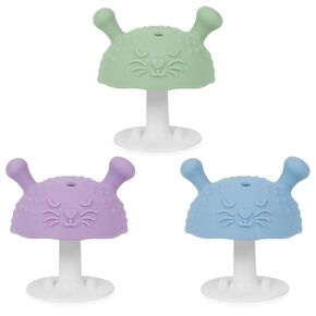 BumbleBee Silicone Teether 3Pcs Set - Soft & Fun Baby Teething Toys for 3M+ Baby Sucking Needs & Soothes Sore Gums (Green,Purple & Blue)