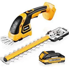 EWORK Cordless Hedge Trimmer 21V Electric Hedge Trimmer Cordless with 2.0Ah Battery and Charger Included, Handheld Grass Shears Bush Trimmer, Power Shrub Trimmer for Garden, Yard, Lawn