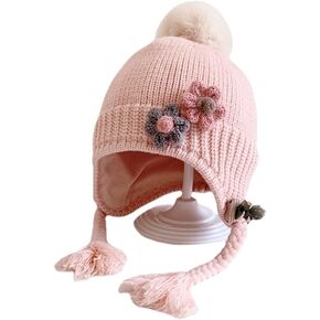 IMLECK Baby Beanie Hat Infant Boys Girls Earflap Cap with Pom Pom Cotton Lined Kids Hat