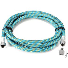 Pinkiou Airbrush Hose 6 Feet Nylon Braided Air brush Hose with Standard 1/8" Size Fitting and a 1/4" Size Fitting for Connect Airbrush Painting Tools and Compressor