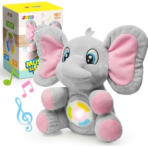 JOYIN Musical Elephant Plush Baby Toy, Stuffed Animal with Music & Light, Baby Musical Soft Plush Toys for Infant Babies, Christmas Birthday Gifts for Boys and Girls 6+ Months