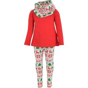 Unique Baby 3 Piece Girls Printed Leggings Outfit with Long Sleeved Shirt Kid and Toddler Clothes Set
