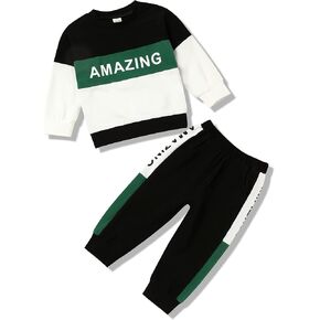 Toddler Boy Clothes Letter Long Sleeve Tops Sweatshirt Pants Toddler Outfits for Boys Fall Clothes 18M-6T