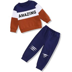 Toddler Boy Clothes Letter Long Sleeve Tops Sweatshirt Pants Toddler Outfits for Boys Fall Clothes 18M-6T