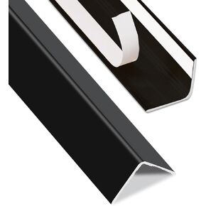 Aluminum Self Adhesive Wall Corner Guards, Peel and Stick L-Shaped Metal Protector Strips for Door Frame, Furniture Edge and Home Protection (Matte Black, 4pcs x 51.2''L x 0.8''W)