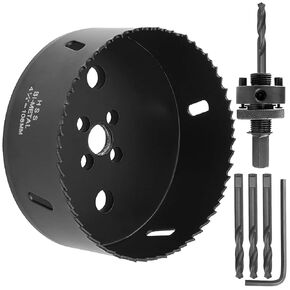 4-1/4 Inch Hole Saw with Heavy Duty Arbor, HSS Bi-Metal Holesaw Drill Bits 38mm Depth Hole Cutter Saw for Easily Drilling Soft Metal, Plywood, Plastic, Drywall, Wood, Fiberboard (108mm)