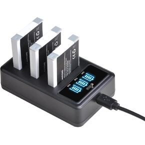 NB-6L NB-6LH Battery and 3 Slots LED Display Charger Replacement for Canon PowerShot D10 D20 ELPH 500 HS S90 S95 S120 SD770 SD980 SD1200 SD1300 SD3500 SD4000 SX540 SX530 SX500 SX170 SX260 SX270 HS