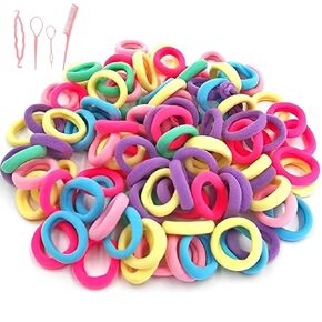 300 Pcs Hair Ties, Seamless Cotton Toddler Hair Ties for Girls and Kids, Multicolor Small Soft Hair Elastics Ponytail Holders