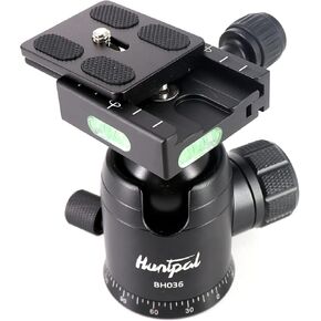HUNTPAL 36mm Tripod Ball Head Mount for Rifle Shooting Sticks Stands Gun Rest with 1/4" Screw 3/8" Thread Mount, All Metal Ball 360° Panorama Rotation Platform with Arca Swiss Quick Release Plate