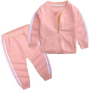 Baby Boys Girls Cotton Tracksuit Sweatshirt Top + Sweatpants Zipper Coat Outfits Set