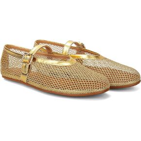 Arqa Women's Rhinestone Ballet Flats Sparkly Crystals Ballerina Shoes Buckled Straps Mesh Mary Jane Flat Casual Low Heels