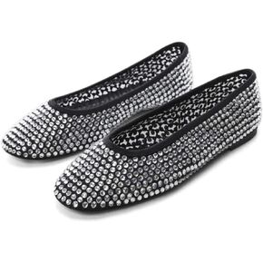 MICIFA Ballet Flats for Women,Rhinestone Flat Shoes Sparkly Ballerina Shoes Mesh Glitter Casual Wedding Dress Flats