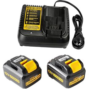 Powilling 6.0Ah 12V Battery Replacement for Dewalt 12V Battery and Charger Kit Compatible with Dewalt 12 Volt Max Battery DCB124 DCB126 DCB127 DCB120 DCB122 DCB125