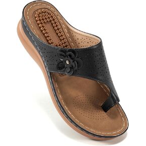 Aomigoct Sandals for Women Wedge Shoes: Comfortable Flower Orthopedic Sandals Womens Dressy Summer Wedges Casual Walking Flip Flops