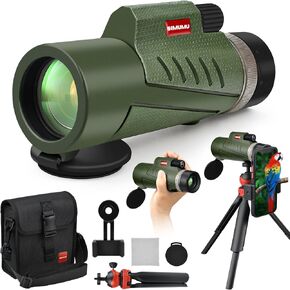 80X100 Monocular Telescope with Smartphone Holder & Tripod High Powered HD Compact Monocular for Stargazing, Hunting, Bird Watching BAK-4 Prism, FMC Lens Portable for Travel, Camping, Hiking